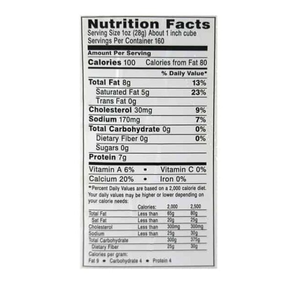 Queso Monterrey Jack nutrition facts diaco el salvador
