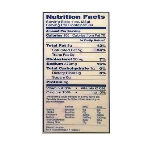 Queso Pepper Jack nutrition facts lacteo el salvador diaco